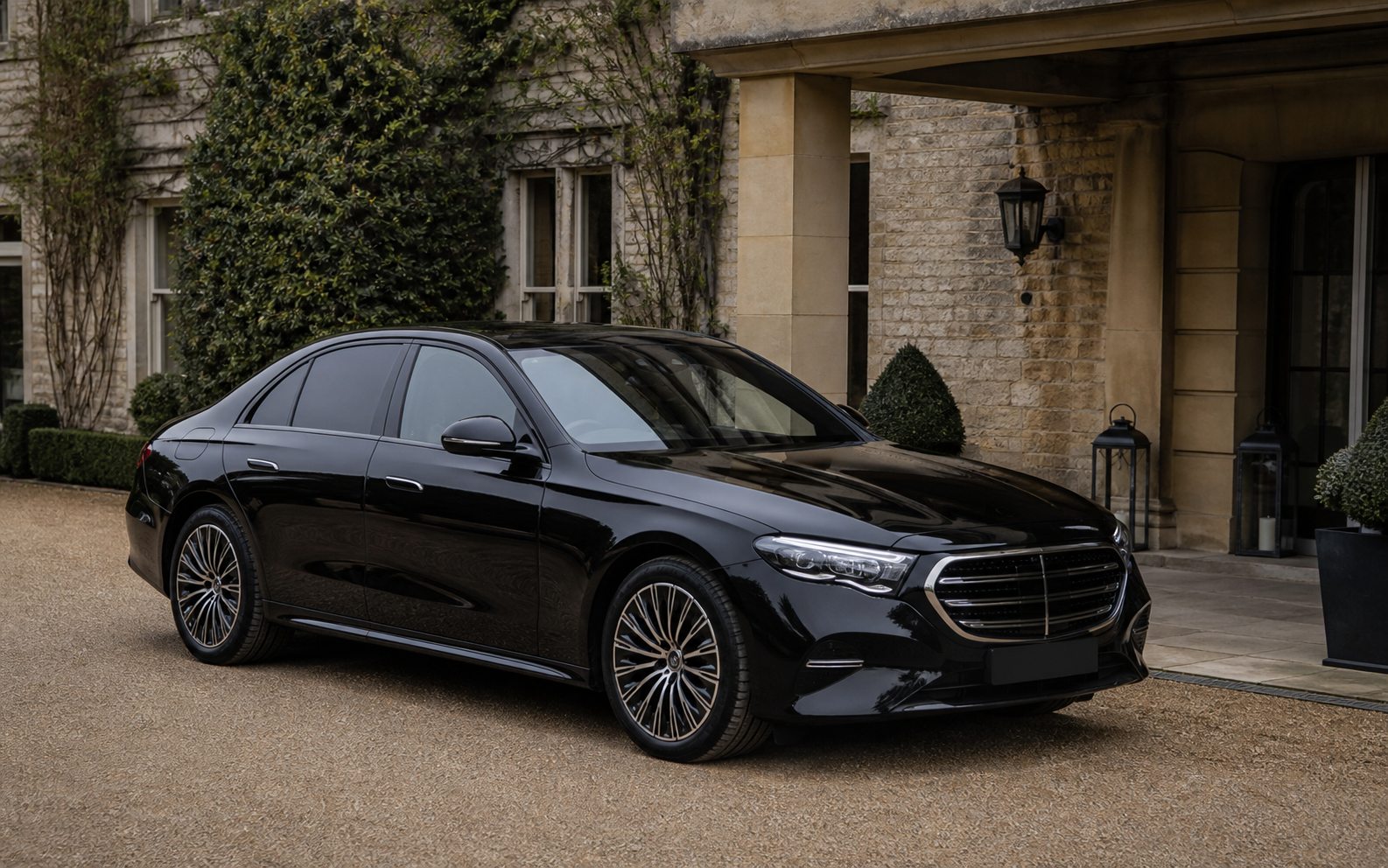 Black Mercedes E-Class executive saloon
