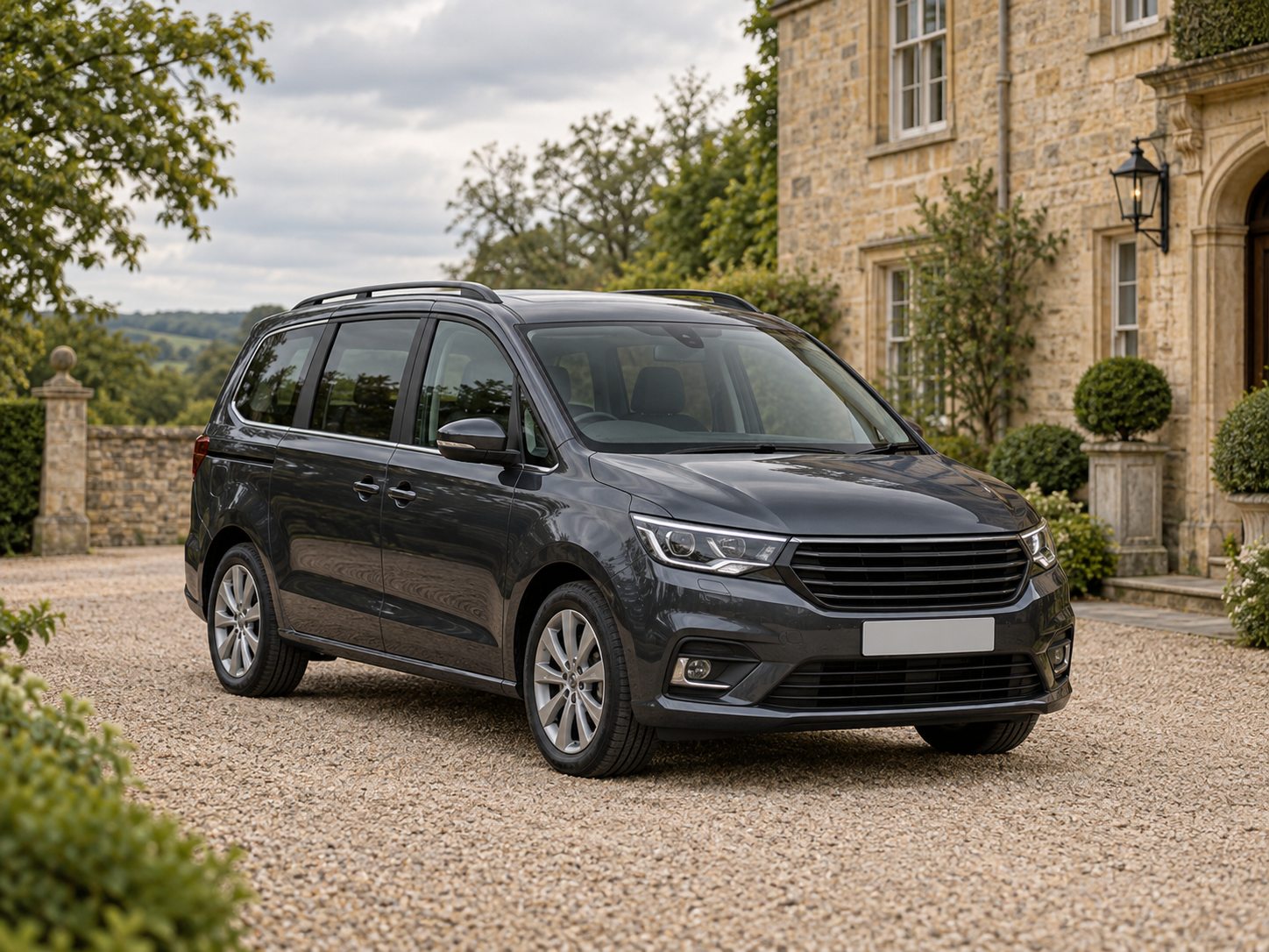Illustrative dark charcoal people carrier for the six-seater MPV category